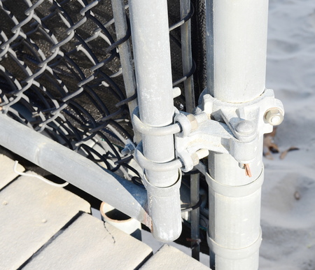 Chainlink fence hardwareの写真素材