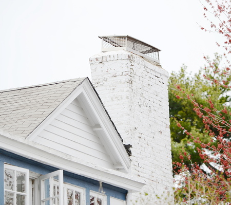 Close up chimney on the roofの写真素材