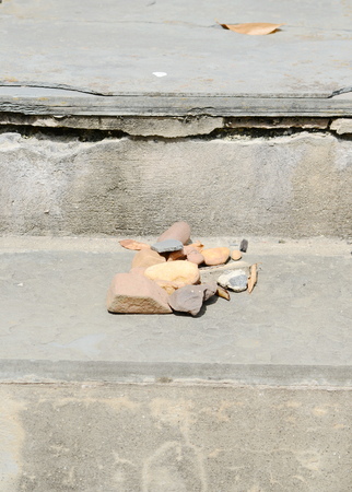 pebbles stone on the stairの写真素材