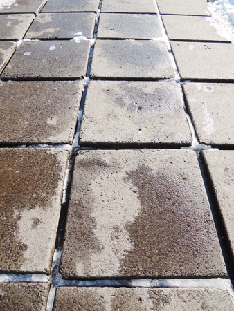 sidewalk with snowの写真素材