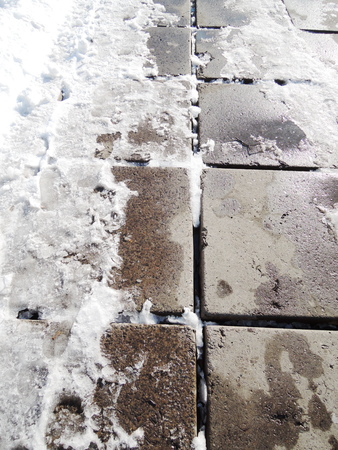 sidewalk snowの写真素材