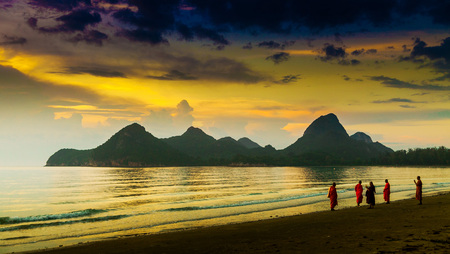 Island and sea in the sky Sunrise thai Prachuap Khiri Khanの写真素材