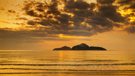 Island and sea in the sky Sunrise thai Prachuap Khiri Khanの写真素材