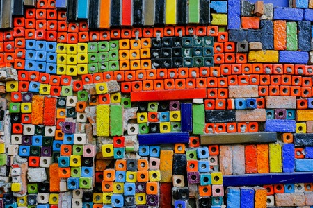 Colorful ceramic block on wall for background and abstracの写真素材