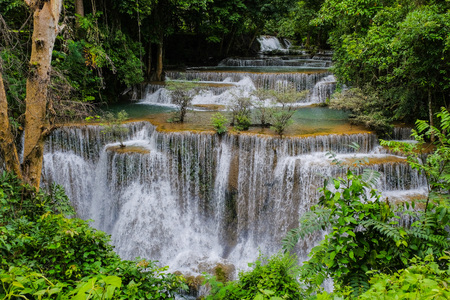 Waterfall huay mae khamin in Kanchanaburi province,Thailandの写真素材