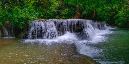 Waterfall huay mae khamin in Kanchanaburi province,Thailandの写真素材