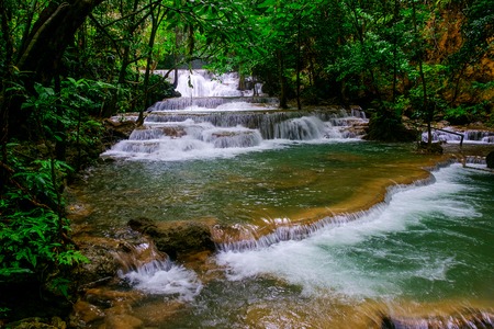 Waterfall huay mae khamin in Kanchanaburi province,Thailandの写真素材