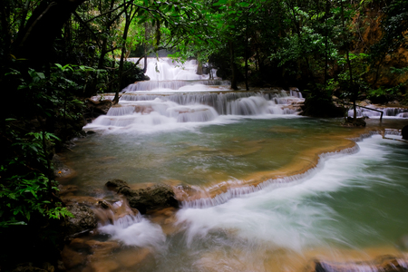 Beautiful water fall in Thailand,"Huay mae ka min",Kanjanaburi Thailand travel destinationの写真素材