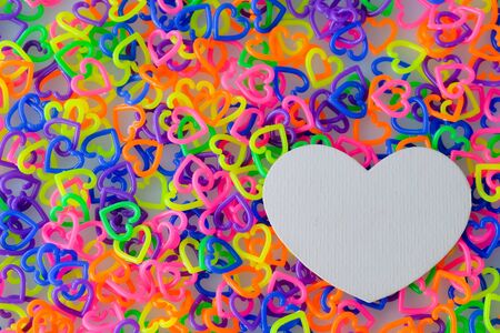 Paper shape heart on colorful mini  heart toy plasticの写真素材