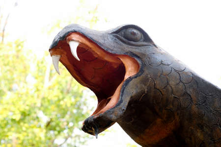 Snake statue in Chet Yod temple, Chiang Mai province.の写真素材