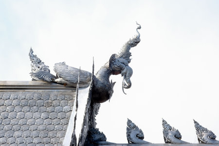 Wat Srisuphan in Chiang mai, northern Thailand, Church built from silver.の写真素材