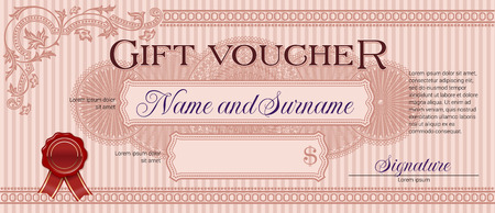 Gift Voucher with Floral Ornament Light Redのイラスト素材
