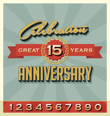 Set of Vintage Celebration Anniversaryのイラスト素材