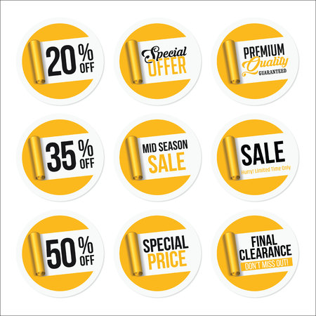 Promotional Sale Stickers Collection. Torn Paper.のイラスト素材