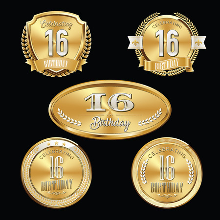 Anniversary Badge 16th Yearsのイラスト素材
