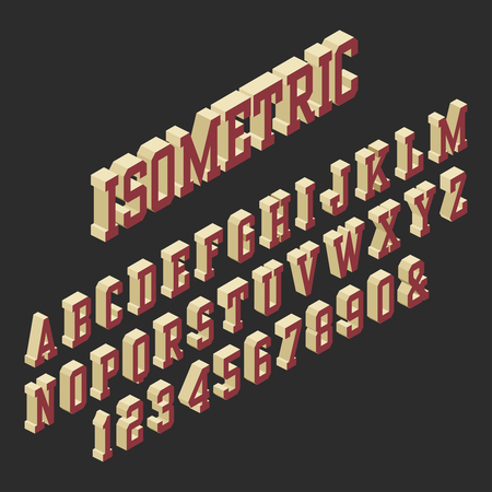 Isometric 3D Alphabet Font. Letters and Numbers.のイラスト素材