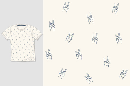 Hand drawn textile seamless vector pattern. T-shirt illustration. Print design.のイラスト素材