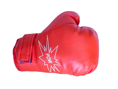 Red boxing glove on the white backgroundの写真素材