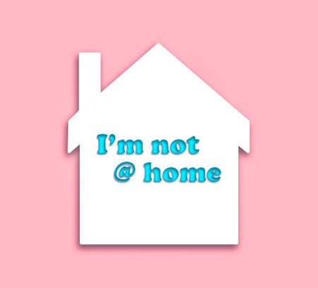 I'm not at home sign on the white backgroundの写真素材