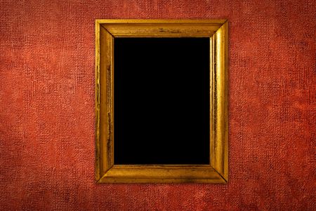 Vintage frame over red wallpaper