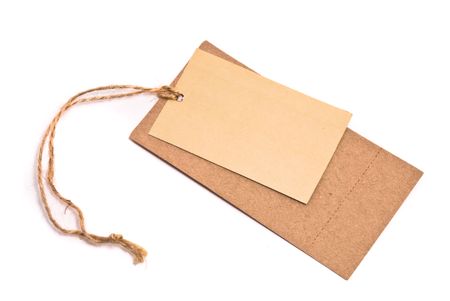 Blank tag tied with brown string.の写真素材