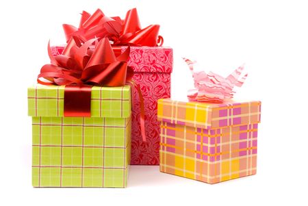 Three gift box studio shotの写真素材