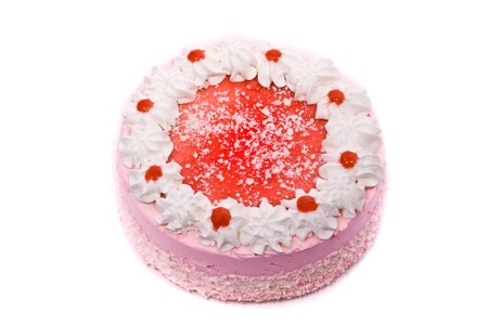 Pink cake isolated on white backgroundの写真素材