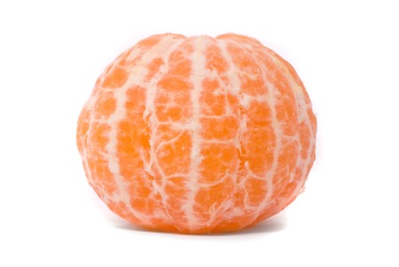 Juicy tangerine on a white backgroundの写真素材