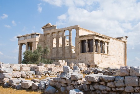 Erechtheion temple on acropolis, Athens, Greeceの写真素材