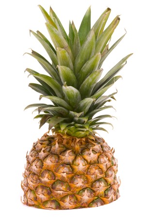 Sliced Pineapple on a white backgroundの写真素材