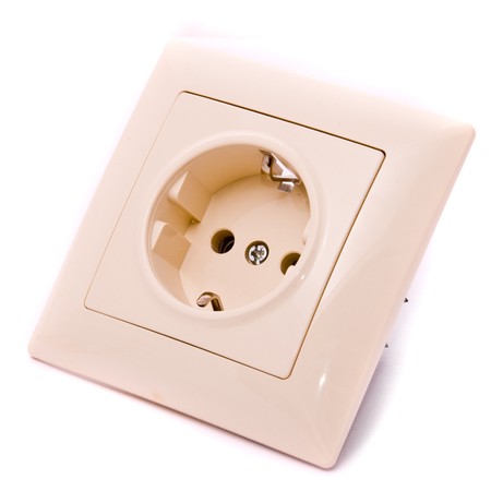 Electrical connector on white backgroundの写真素材
