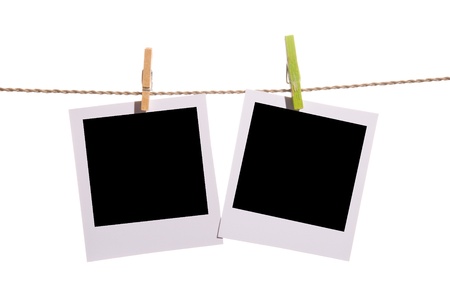 Two clear photos on a ropeの写真素材