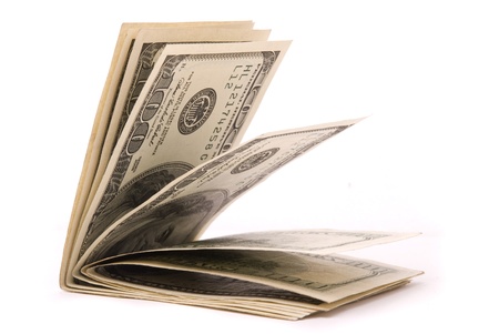 Stack of dollars isolated on the white の写真素材