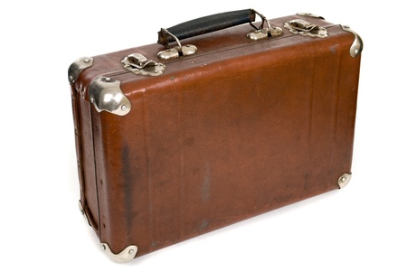 Old suitcase isolated on a white backgroundの写真素材