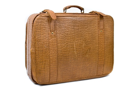 Old suitcase isolated on a white backgroundの写真素材