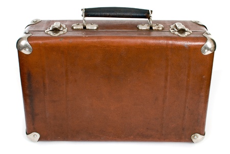 Old suitcase isolated on a white backgroundの写真素材