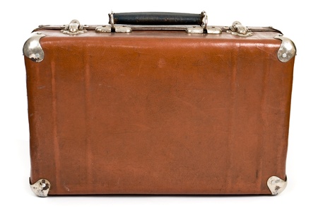 Old suitcase isolated on a white backgroundの写真素材