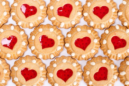Heart cookies backgroundの写真素材