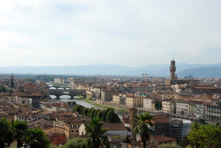 From Michelangelo Piazza - Beautiful view of Arno River with its bridges and florence in the backgroundのeditorial素材