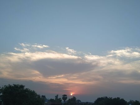 Beautiful dramatic view of nature in Evening Stock photos. This photo is taken in india.の写真素材