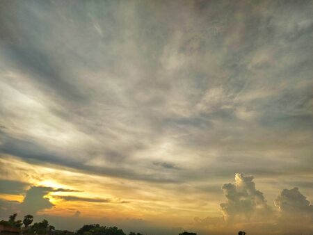 Beautiful dramatic view of nature in Evening Stock photos. This photo is taken in india.の写真素材