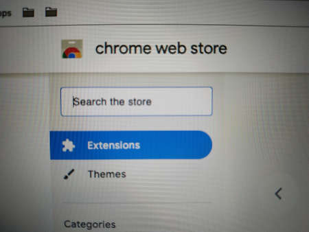 Ranchi, Jharkhand,India, Jul 31,2020. Chrome webstore on my laptop screen.のeditorial素材