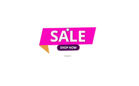 Sales banner in pink and yellow isolated on whiteの写真素材