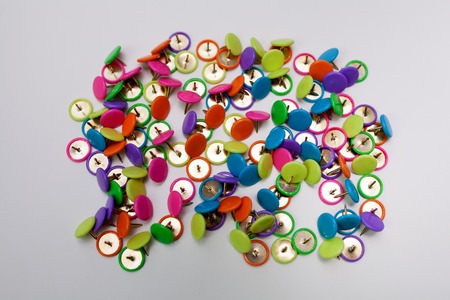 multicolored pushpins office themeの写真素材