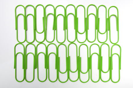 Green paper clipsの写真素材