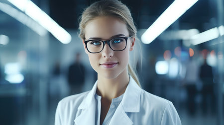 Professional Diversity in Business and Science. Women in Offices and Laboratories, Using Tech, Managing Work, Entrepreneurship, Modern Workplace, Internet Marketing, White-Collar Worker.の素材