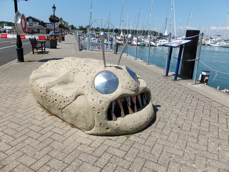 Seating at Yarmouth Harbour, Isle of Wight on the UK.の写真素材