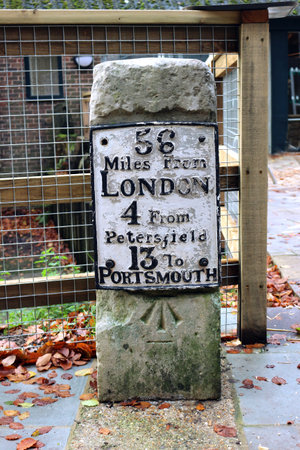 Horndean, Hampshire, England. 5th November 2019. A milestone at Queen Elizabeth Country Park Visitor...