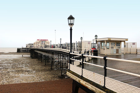 Worthing, West Sussex, England. 9th March 2020. Worthing Pier is a public pleasure pier in Worthing, West Sussex, England.のeditorial素材