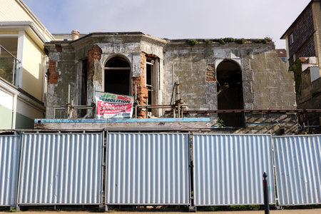 Ventnor, Isle of Wight, England. 13th May 2021. Victorian house in the process of demolition.のeditorial素材